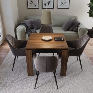 Vista completa de la Mesa Exclusiva del Comedor Nilo 90 y 160 mostrando su diseño moderno y acabado refinado.